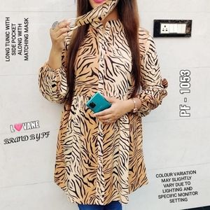 *LONG BALOON SLEEVES TUNIC WITH SIDE POCKET ALONG WITH MATCHING MASK*